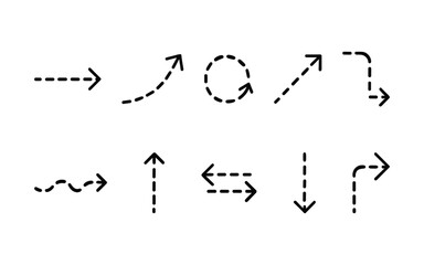 Arrow icon set. Colored arrow symbols. Arrow of different types. Arrow isolated vector graphic elements.	
