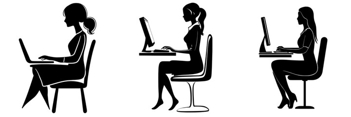 A woman is utilizing a computer while being offered personalized online curating services that cater to her preferences and lifestyle, as depicted in a flat modern illustration