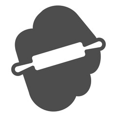 Rolling out flour dough solid icon, cooking food concept. Vector graphics. Wooden roller sign on white background, glyph style icon for mobile or web design.