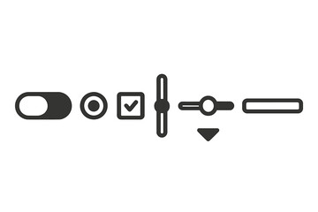 Minimalist black and white icons for digital interface settings and adjustment controls