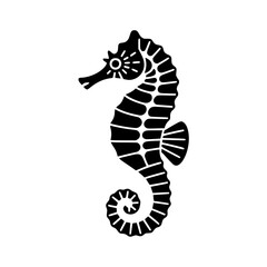 Fototapeta premium Vector art of black seahorse silhouette