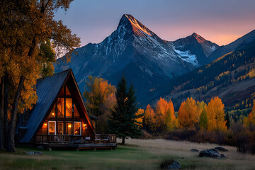 Cozy Autumn Cabin Retreat with Majestic Mountain Views for Relaxation and Nature Inspiration
