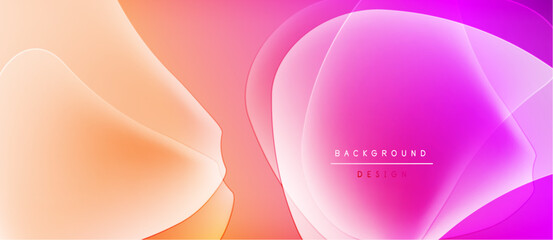 Abstract fluid shapes blend orange, pink hues. Modern design features soft gradients, dynamic composition. Background suggests energy, creativity.