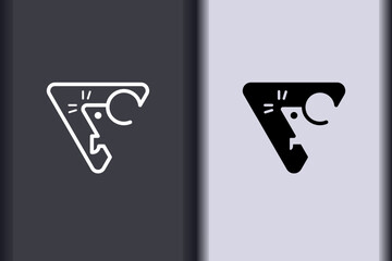 Vector rat, mouse minimal flat icon simple concept design. Curve line and object shape creative logo design isolated on background.