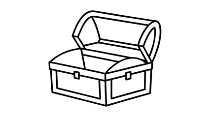 Minimalist open treasure chest line art design