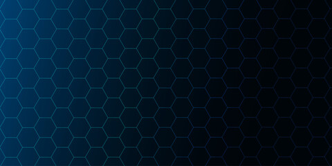 Modern tech background with abstract blue hexagon design. Geometric vector banner for medical, tech, bio, science.