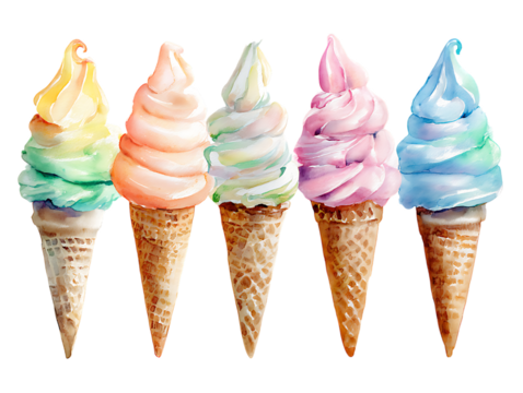 watercolor ice cream pastel dessert painting