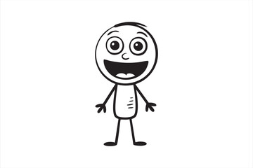 Black and white cartoon kid vector illustration for fun and creative projects.