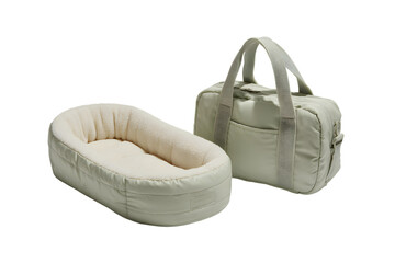 Pet Bed and Travel Bag on Black Background upscayl