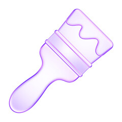 3D glassmorphism paint brush icon. Glossy purple minimal design symbolizing art, creativity, and design work. Ideal for painting, crafting, or digital art concept projects