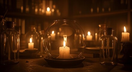 Mysterious Candlelight Glow in Ancient Laboratory