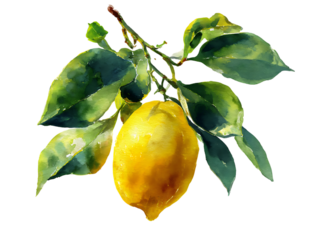 watercolor lemon juicy handpainted yellow fruit