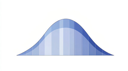 A blue bell curve represents statistical distribution, showcasing the symmetry of data around a central mean