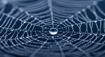 Mystical Moonlit Spiderweb with Sparkling Dew Drops