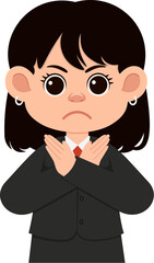 Cartoon Businesswoman with Arms Crossed in  Shape