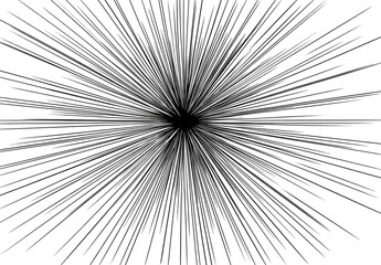 Abstract image with rays radiating outward from a central dark void, simulating rapid movement