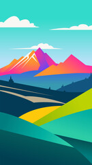Colorful abstract mountain landscape.