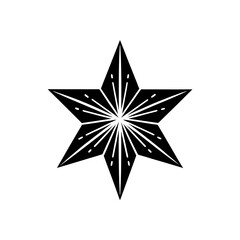 Detailed six pointed star with line design on transparent background silhouette