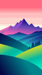 Colorful abstract mountain landscape.