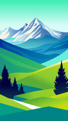 Colorful abstract mountain landscape.
