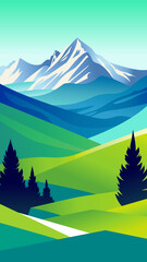 Colorful abstract mountain landscape.