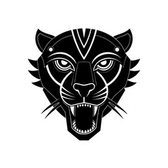 Stylized black panther head vector image on transparent background silhouette