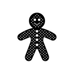 Gingerbread man with polka dot pattern design on transparent background silhouette