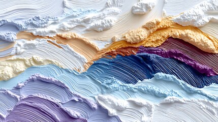 Colorful Impasto Abstract Painting with Rich Texture and Palette Knife Technique