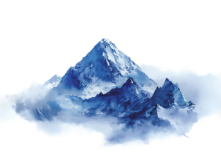 watercolor mountain tranquil valley scene