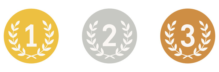 Gold Silver Bronze Medal Icons