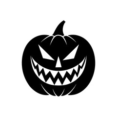 Black silhouette of a halloween pumpkin on transparent background