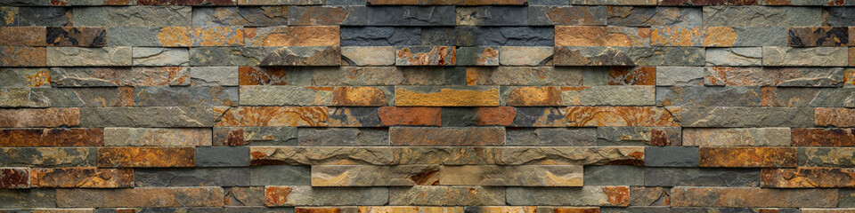 Textured stacked stone wall with earthy tones and natural patterns. all constructed from stacked, irregular stone pieces showcasing a rich tapestry of earthy colors and natural textures.
