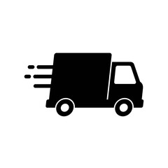 Fast delivery truck icon represents speedy shipping and logistics services commerce transportation and distribution symbol isolated on white background
