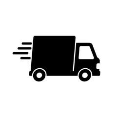 Fototapeta premium Fast delivery truck icon graphic representing speed and efficient logistics for shipping and transportation services isolated on white background