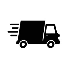 Speedy delivery van icon represents fast shipping and logistics services for businesses and e-commerce platforms isolated on white background