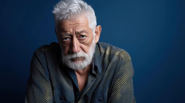 Pensive elderly man in a thoughtful moment.