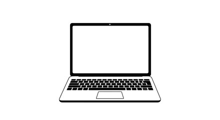 Modern open laptop computer displaying blank screen keyboard and touchpad ready for digital work or online communication on white isolated on white background