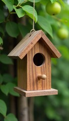 Rustic Wooden Birdhouse Charming SpringSummer Home Decor, adding natural elegance to indoor or outdoor spaces. Perfect shelf decoration for country or nature-inspired homes.