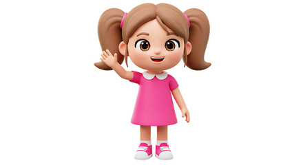 Little girl in pink dress smiling in studio