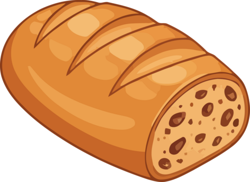 A variety of baked goods, including bread, cakes, pies, tarts, a pretzel, doughnuts, breadsticks, a croissant, and a concha, are arranged on a white background.
