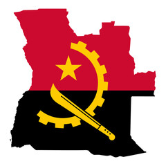 Angola Flag Map Combination with National Symbols