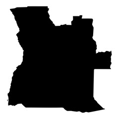 Detailed Black Silhouette Map of Angola