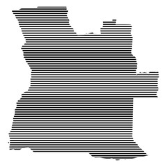 Angola Map with Horizontal Lined Pattern