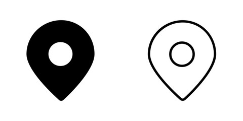 Minimal location pin icons. solid and outline GPS map marker vector illustration