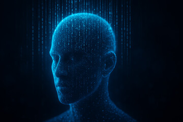 ai technology brain with binary code