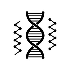 Dna structure with molecular connections on transparent background silhouette