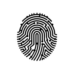 Digital fingerprint biometric technology art on transparent background silhouette