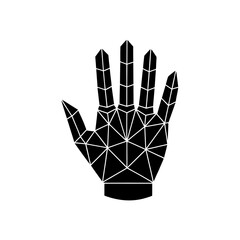 Geometric hand with triangular divisions art on transparent background silhouette