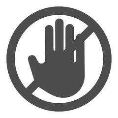 Hand gesture to stop solid icon, palm concept. Vector graphics. Forbidden, prohibited item sign on white background, glyph style icon for mobile or web design.