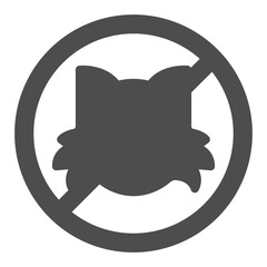 Cat head ban solid icon, pets concept. Vector graphics. Forbidden, prohibited item sign on white background, glyph style icon for mobile or web design.